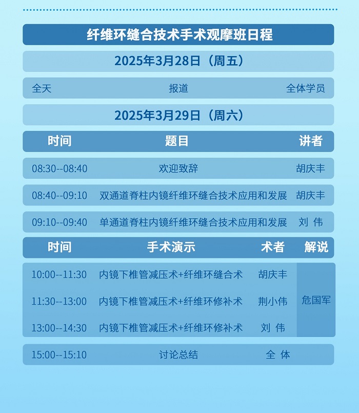 第八届BESS/UBE技术培训班（单/双通道内镜腰椎纤维环损伤修复培训班）暨第十八届双通道内镜手术公益直播